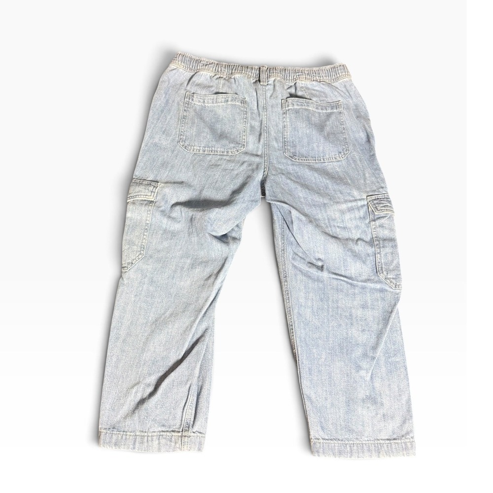 GAP Easy Jean Cargo Pants Large Petite Indigo Drawstring Utility Pockets - Picture 2 of 8